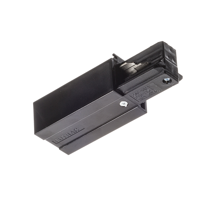 Conector de capăt pentru montat pe suprafață / suspendat șină cu trei circuite EUTRAC, EUTRAC alimentare stanga negru 230V
