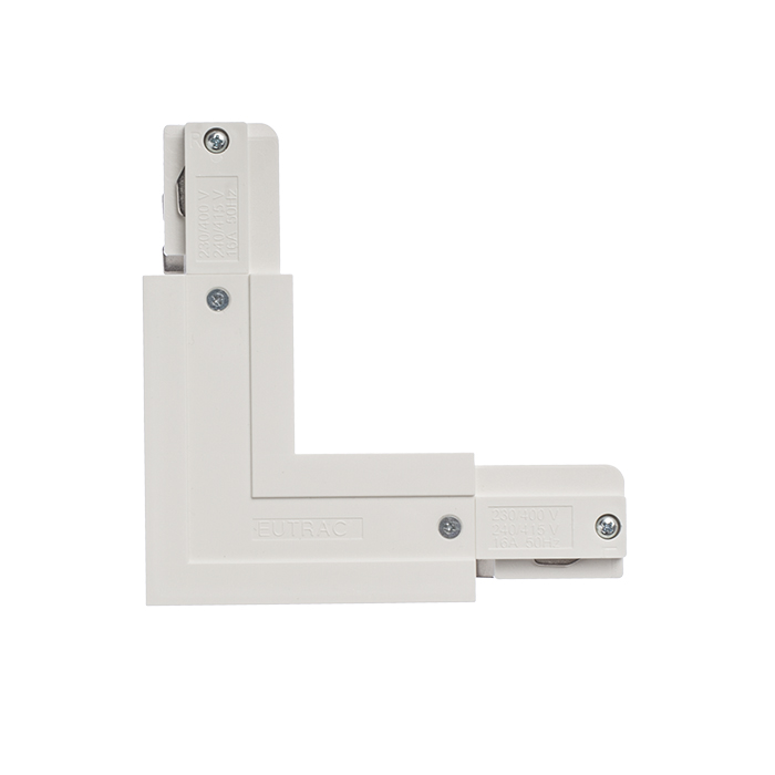 Conector-L cu sursă de alimentare pentru șină cu 3-circuite EUTRAC, EUTRAC L conector exterior alb 230V