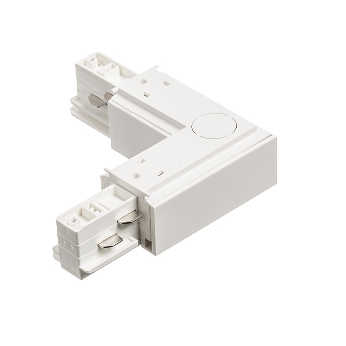 Conector-L cu sursă de alimentare pentru șină cu 3-circuite EUTRAC, EUTRAC L conector exterior alb 230V