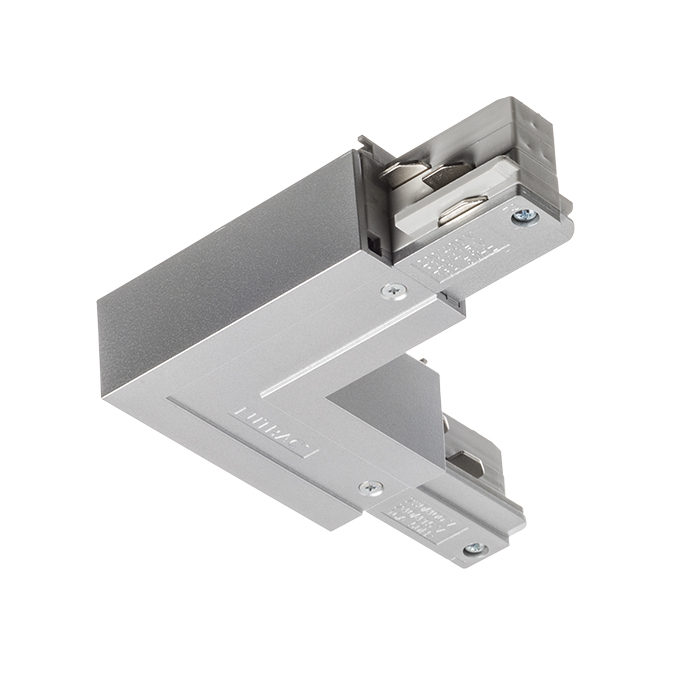 Conector-L cu sursă de alimentare pentru șină cu 3-circuite EUTRAC, EUTRAC L conector exterior gri argintiu 230V