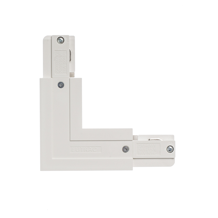 Conector-L cu sursă de alimentare pentru șina cu 3-circuite EUTRAC, EUTRAC L conector interior alb 230V