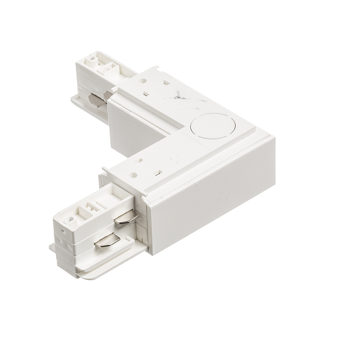 Conector-L cu sursă de alimentare pentru șina cu 3-circuite EUTRAC, EUTRAC L conector interior alb 230V