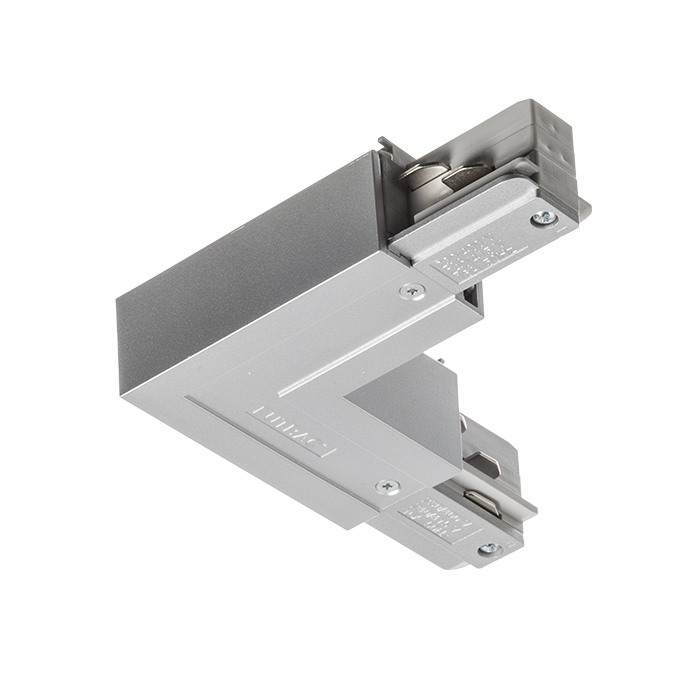 Conector-L cu sursă de alimentare pentru șina cu 3-circuite EUTRAC, EUTRAC L conector interior gri argintiu 230V