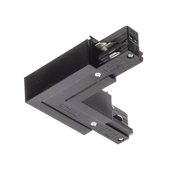 Conector-L cu sursă de alimentare pentru șină cu 3-circuite EUTRAC, EUTRAC L conector interior negru 230V
