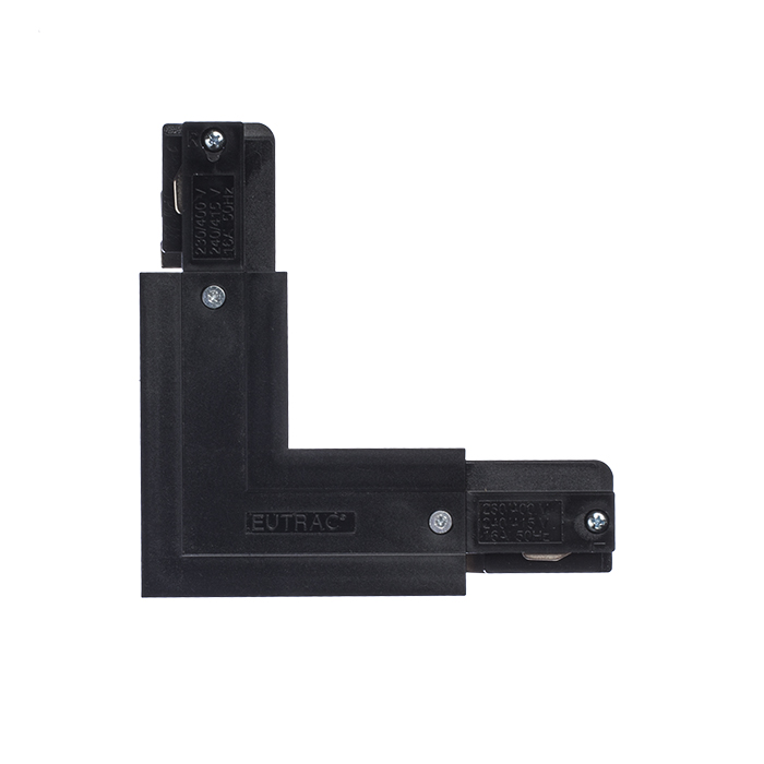 Conector-L cu sursă de alimentare pentru șină cu 3-circuite EUTRAC, EUTRAC L conector interior negru 230V