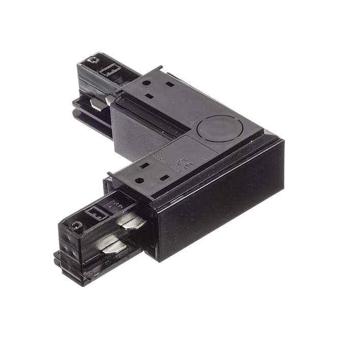 Conector-L cu sursă de alimentare pentru șină cu 3-circuite EUTRAC, EUTRAC L conector interior negru 230V