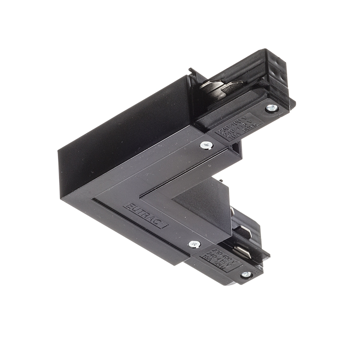 Conector-L cu sursă de alimentare pentru șina cu 3-circuite EUTRAC, EUTRAC L conector interior negru 230V