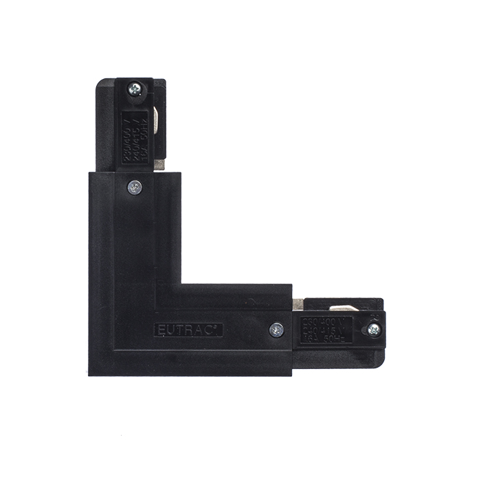 Conector-L cu sursă de alimentare pentru șina cu 3-circuite EUTRAC, EUTRAC L conector interior negru 230V