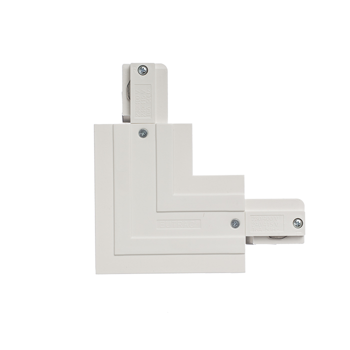 Conector-L cu sursă de alimentare pentru șină EUTRAC cu trei circuite încastrat, EUTRAC L conexiune exterioară încastrată alb 230V