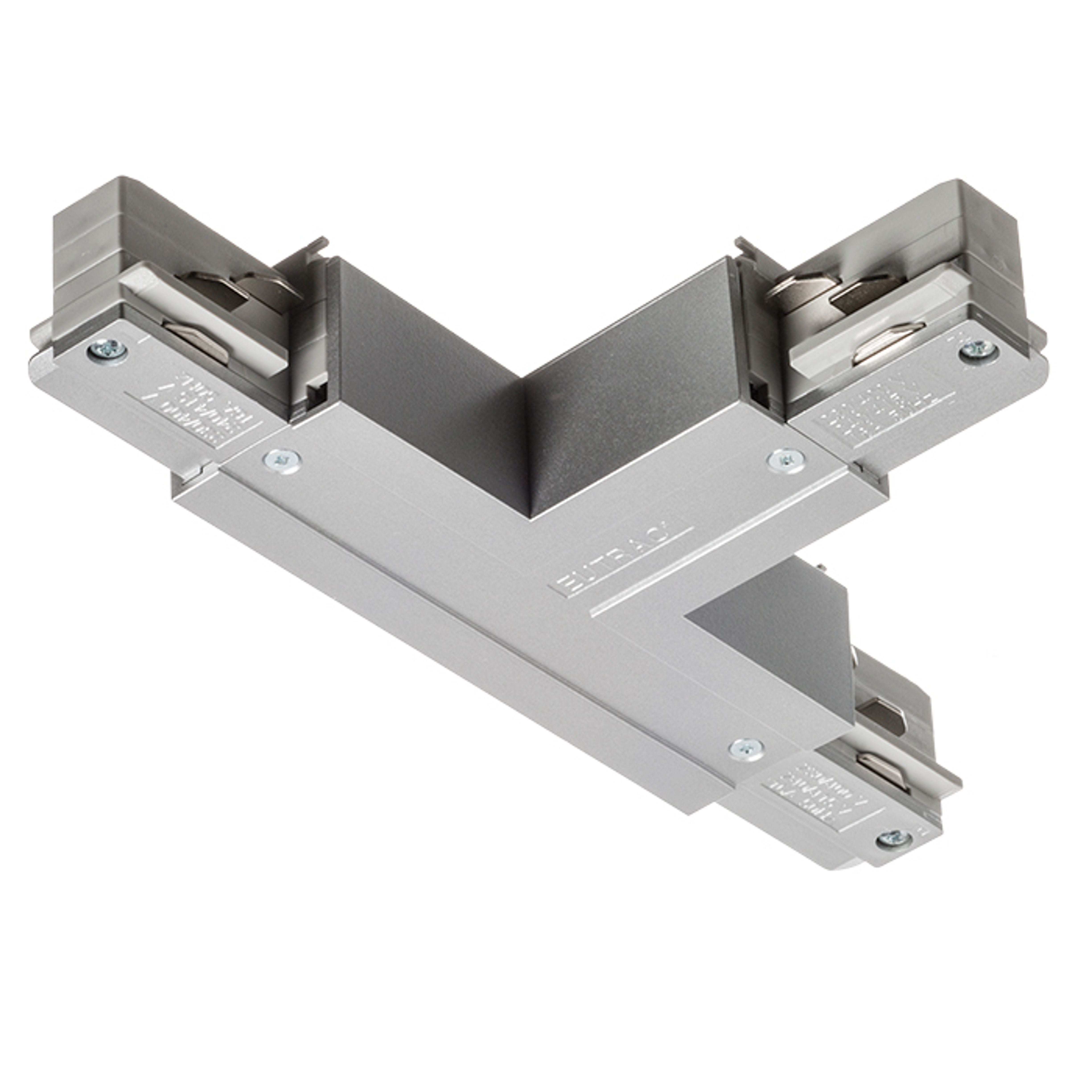 Conector-T cu sursă de alimentare pentru șina cu 3-circuite EUTRAC, EUTRAC T conector de dreaptă gri argintiu 230V