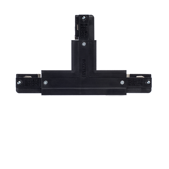 Conector-T cu sursă de alimentare pentru șina cu 3-circuite EUTRAC, EUTRAC T conector de dreapta negru 230V