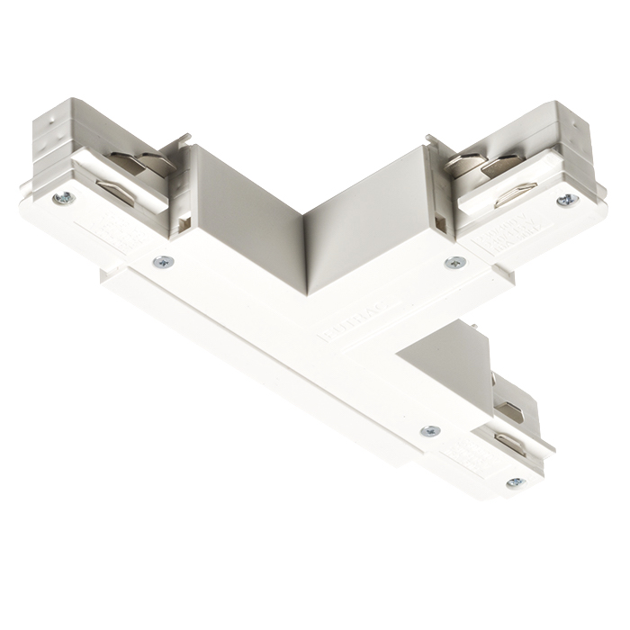 Conector-T cu sursă de alimentare pentru șină cu 3-circuite EUTRAC, EUTRAC T conector de stângă alb 230V