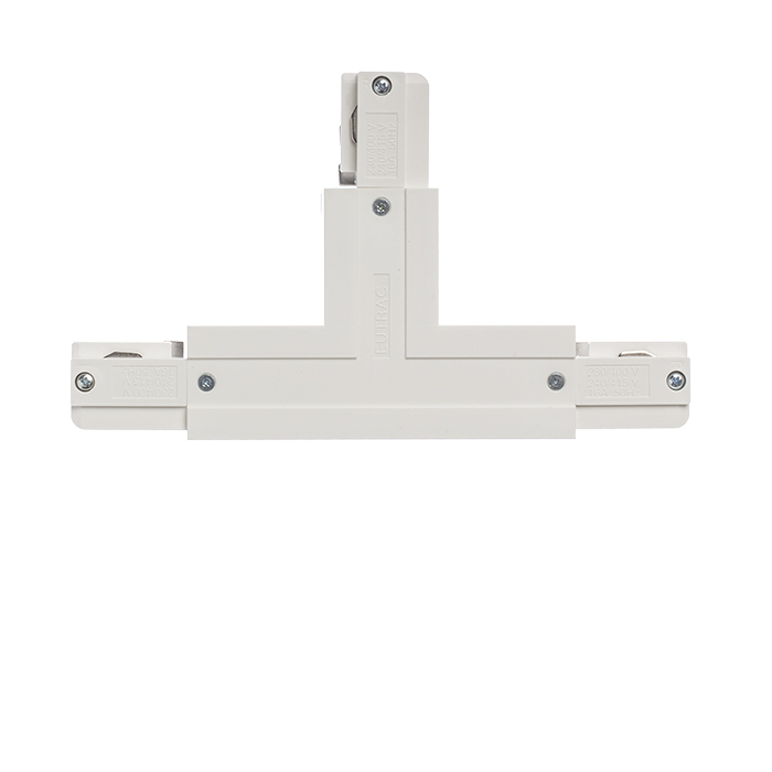 Conector-T cu sursă de alimentare pentru șina cu 3-circuite EUTRAC EUTRAC T, conector, dreaptă, alb, 230V