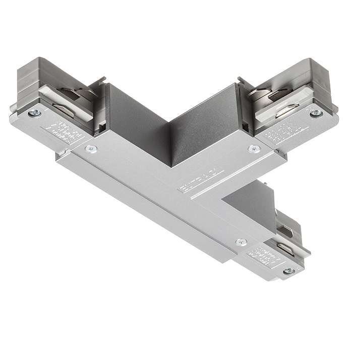 Conector-T cu sursă de alimentare pentru șină cu 3-circuite EUTRAC, EUTRAC T conector de stângă gri argintiu 230V