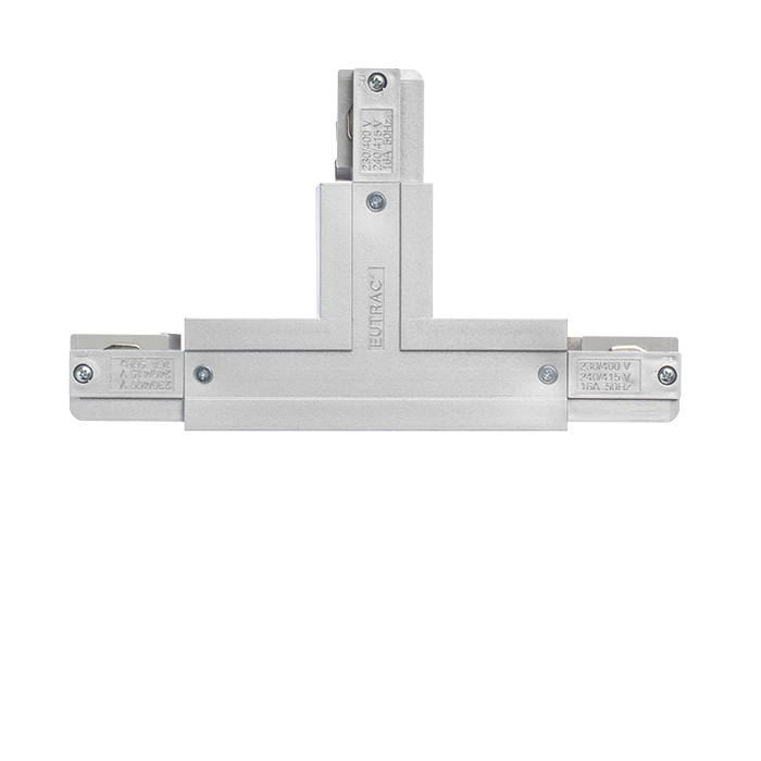Conector-T cu sursă de alimentare pentru șină cu 3-circuite EUTRAC, EUTRAC T conector de stângă gri argintiu 230V