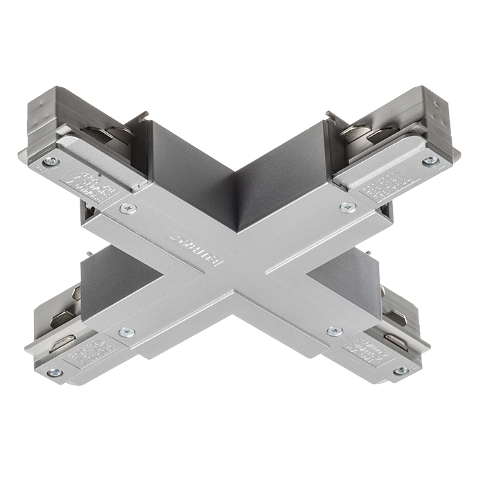ConeCTOR-X cu sursă de alimentare pentru șina cu 3-circuite EUTRAC, EUTRAC X conector gri argintiu 230V