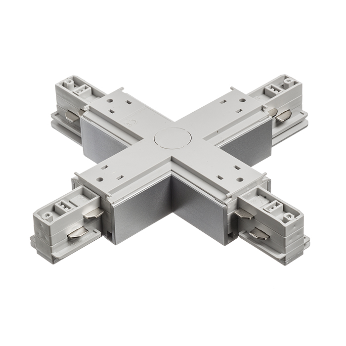 ConeCTOR-X cu sursă de alimentare pentru șina cu 3-circuite EUTRAC, EUTRAC X conector gri argintiu 230V