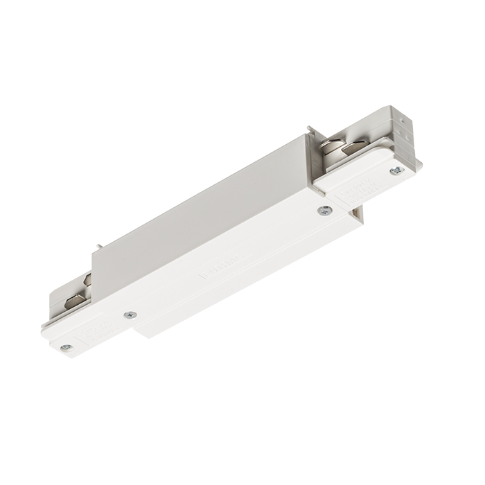 Conexiune conductivă longitudinală cu sursă de alimentare pentru șina cu 3-circuite EUTRAC, EUTRAC conector longitudinal cu posibilitatea de alb 230V