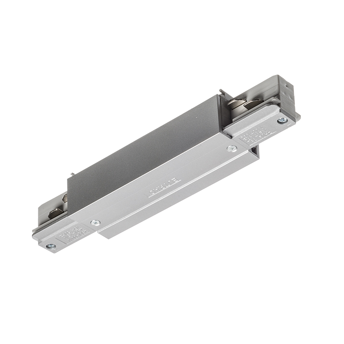 Conexiune conductivă longitudinală cu sursă de alimentare pentru șina cu 3-circuite EUTRAC, EUTRAC conector longitudinal cu posibilitatea de gri argintiu 230V