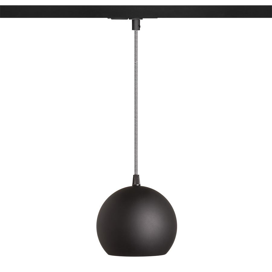 Corp de iluminat agăţat cu abajur din sticlă și cu adaptor pentru șină cu 1-circuit în două, COPA cu negru 230V LED E27 11W