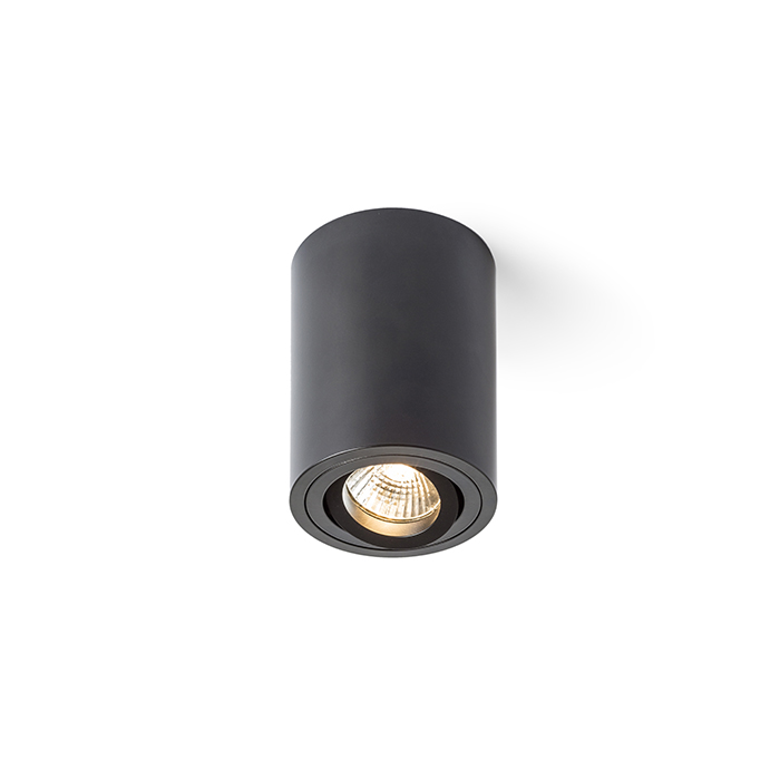 Corp de iluminat cilindric de tavan pentru sursă de lumină cu soclu GU10, cu posibilitate de, MOMA directional negru 230V LED GU10 7W