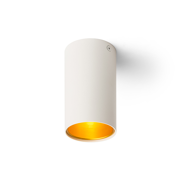 Corp de iluminat cilindru de tavan fără înclinare cu fasung de GU10, TUBA alb mat/auriu 230V LED 7W