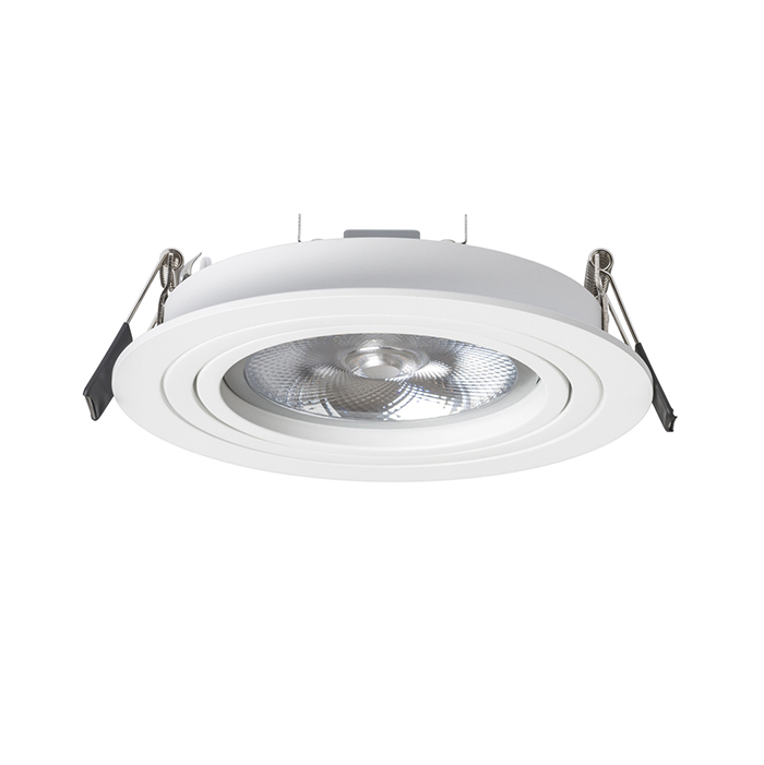Corp de iluminat circular încastrat din aluminiu suprafață naturală două versiuni de lăcuit cu, PASADENA G53 R I alb 230V LED 15W