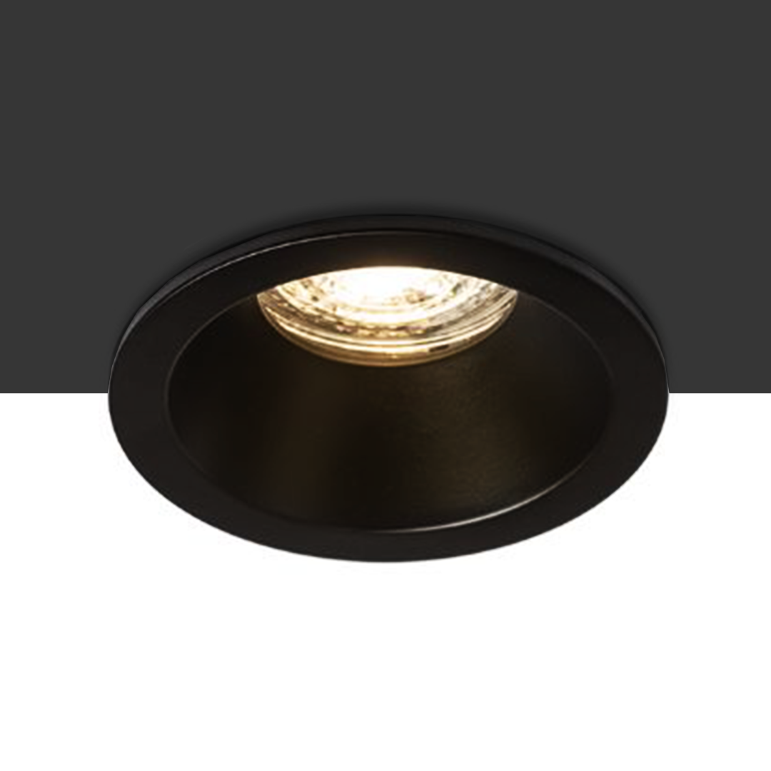 Corp de iluminat circular încastrat pentru tavan din gips-carton, bun pentru baie, pentru fasung, BERMUDA incastrat negru 230V LED GU10 15W IP65
