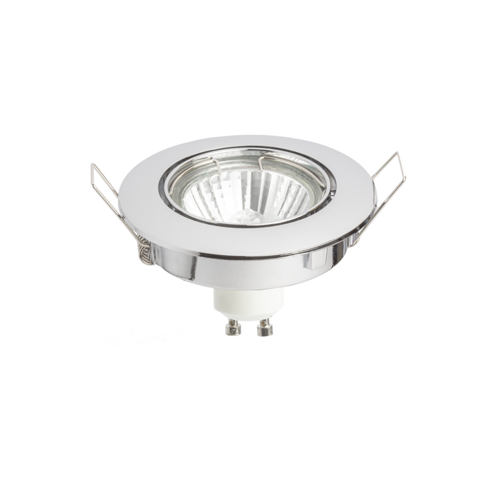 Corp de iluminat circular pentru tavan din gips-carton, cu înclinare, pentru fasung GU10, TOPIC R înclinabil crom 230V LED 8W