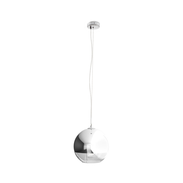Corp de iluminat cu abajur de sticlă suflat manual, BEAU MONDE 35 suspendat de crom/sticlă transparentă 230V LED E27 15W