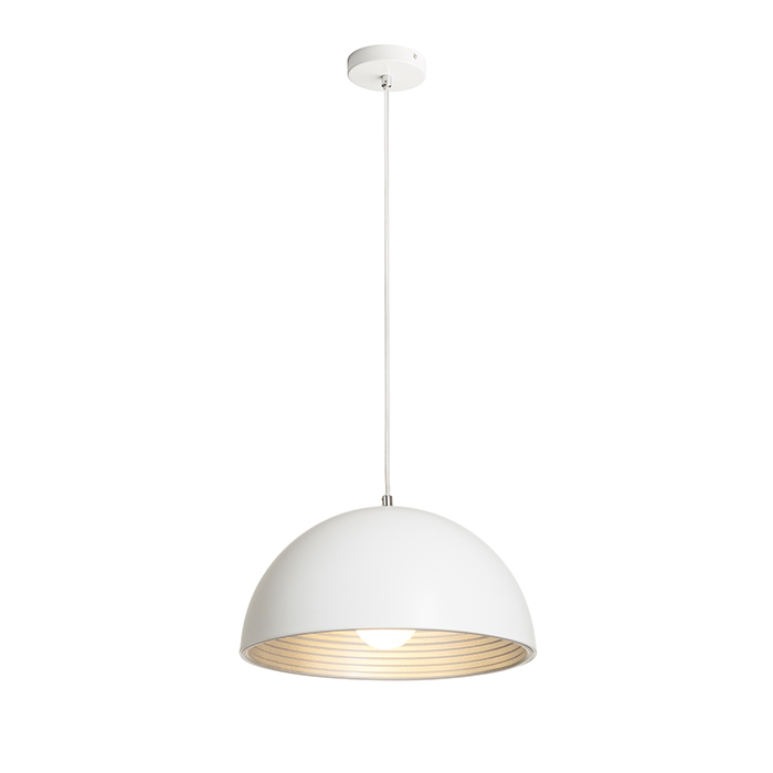 Corp de iluminat cu abajur metalic vopsit și reflector interior, CARISSIMA 40 suspendat alb mat/gri argintiu 230V LED E27 15W