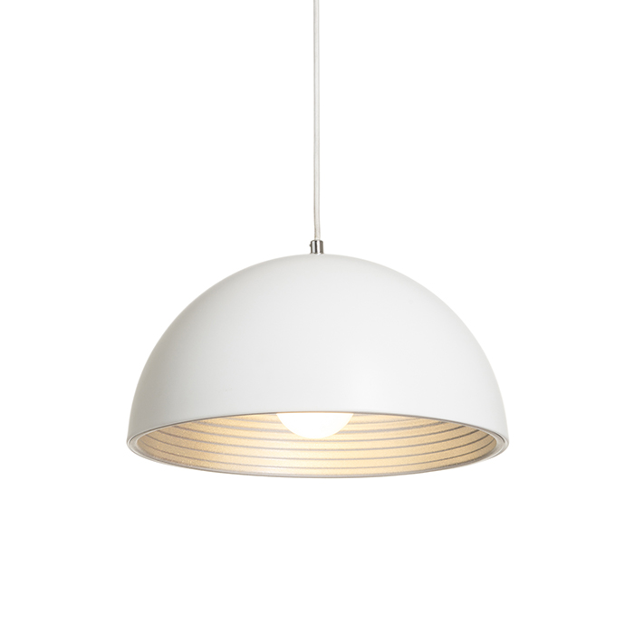 Corp de iluminat cu abajur metalic vopsit și reflector interior, CARISSIMA 40 suspendat alb mat/gri argintiu 230V LED E27 15W