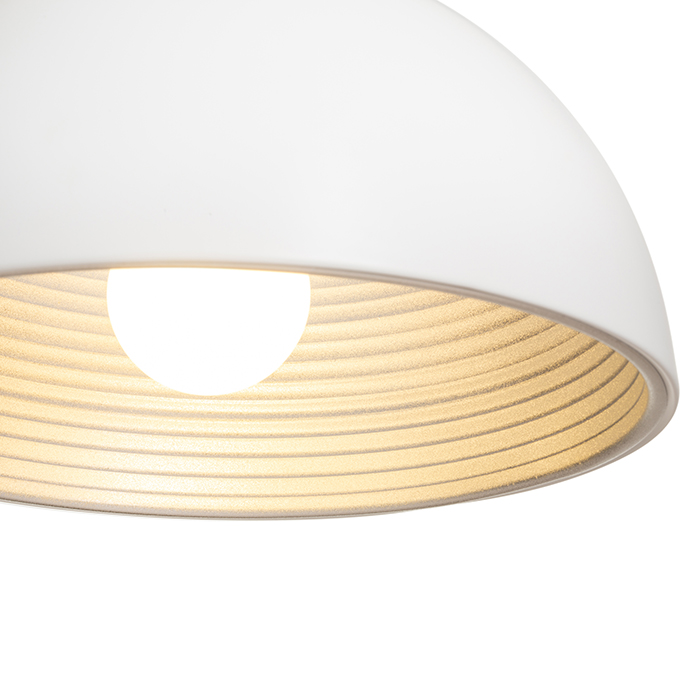 Corp de iluminat cu abajur metalic vopsit și reflector interior, CARISSIMA 40 suspendat alb mat/gri argintiu 230V LED E27 15W