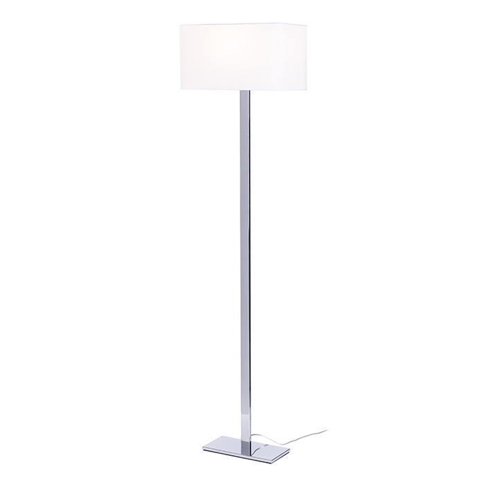 Corp de iluminat cu suport de podea cu abajur textil structurat, PLAZA alb crom 230V LED E27 15W