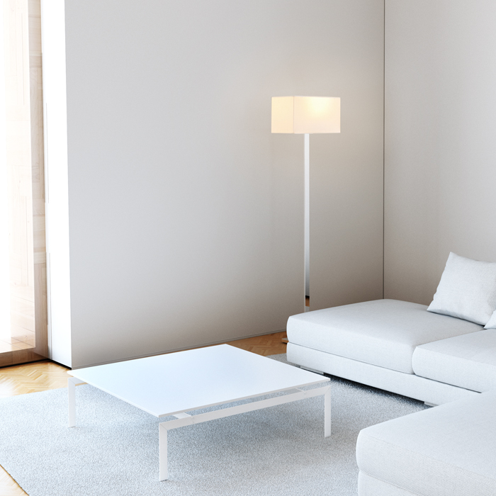 Corp de iluminat cu suport de podea cu abajur textil structurat, PLAZA alb crom 230V LED E27 15W