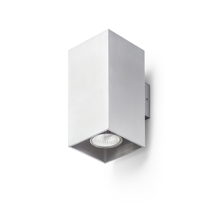 Corp de iluminat cubic metalic de perete cu iluminare SUS / JOS pentru două becuri reflector cu, AGATE II aluminiu 230V LED GU10 2x7W