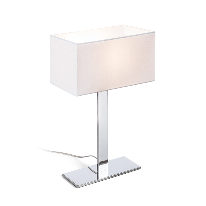 Corp de iluminat de masă cu abajur textil structurat, PLAZA M alb crom 230V LED E27 15W