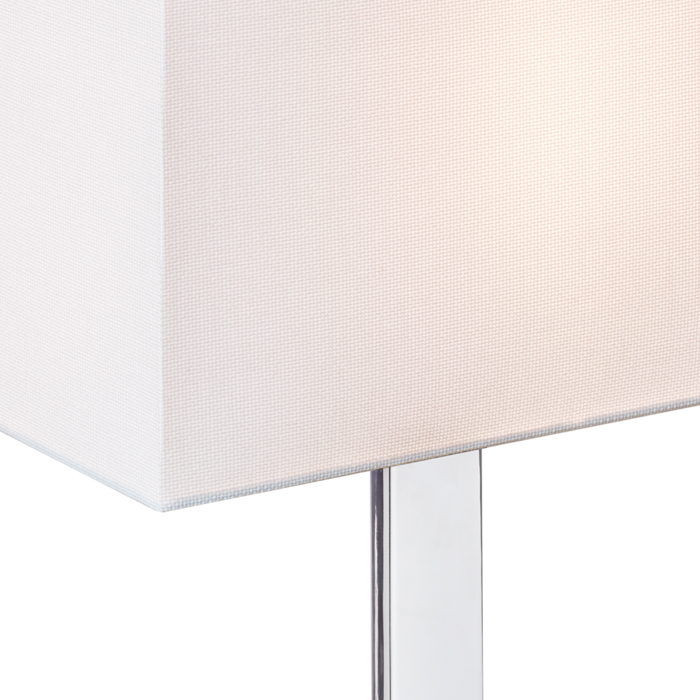 Corp de iluminat de masă cu abajur textil structurat PLAZA M, alb, crom, 230V, LED, E27, 15W
