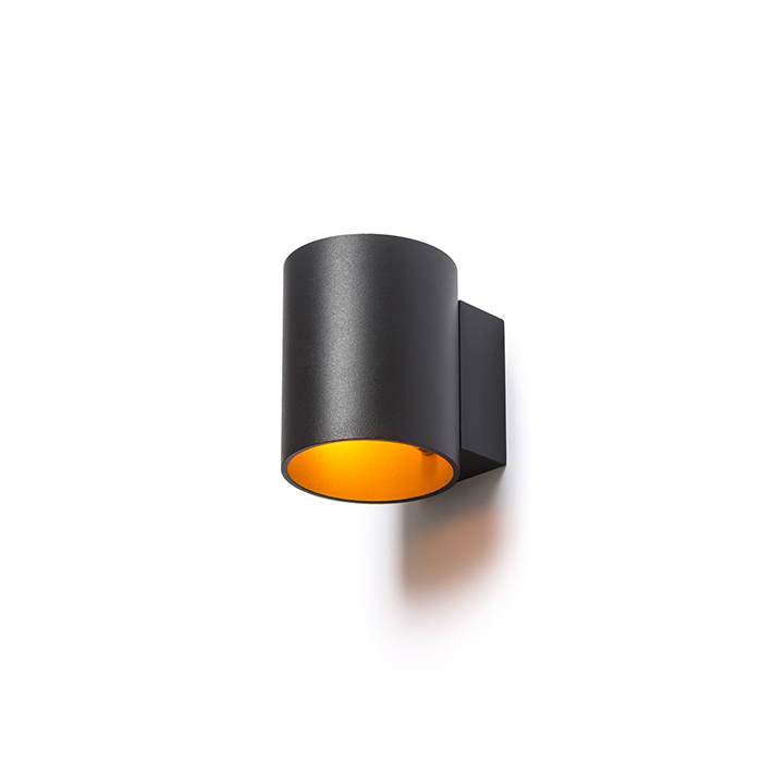 Corp de iluminat cilindric din cer pentru perete cu SUS / JOS și fasung G9, TUBA W de negru mat/auriu 230V LED G9 5W