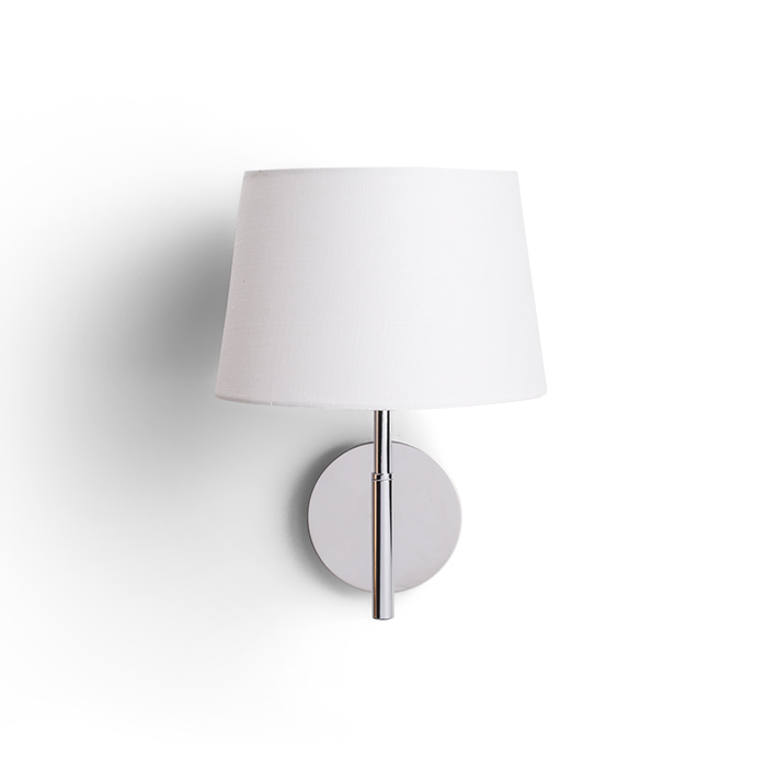 Corp de iluminat de perete cu abajur textil structurat alb pe bază de crom, BROADWAY 230V LED E27 15W