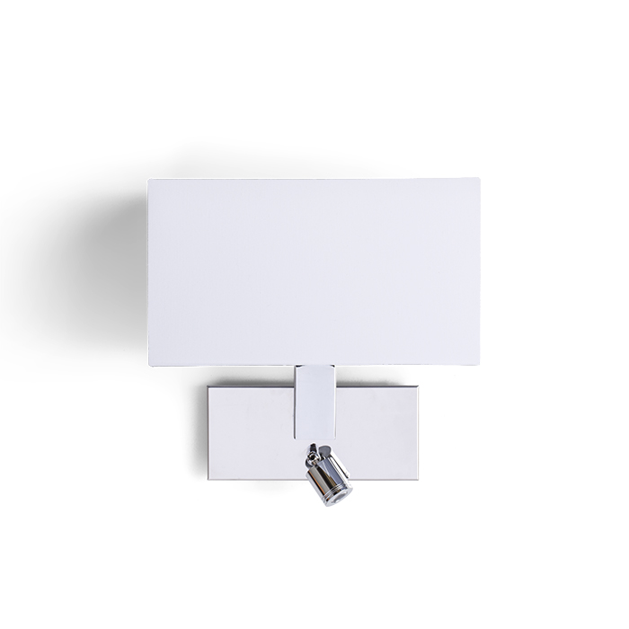 Corp de iluminat de perete cu abajur textil structurat și reflector suplimentar de 3W LED, PLAZA de spot alb crom 230V E27 15+3W 3000K
