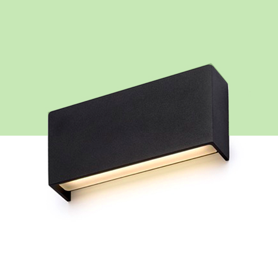 Corp de iluminat de perete LED dreptunghiular cu iluminare SUS / JOS, TORINO negru 230V 2x5W IP54 3000K