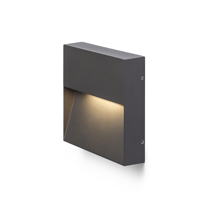 Corp de iluminat de perete LED pătrat pentru iluminarea de orientare a trotuarelor, scărilor sau, AQILA SQ antracit 230V 6W IP54 3000K