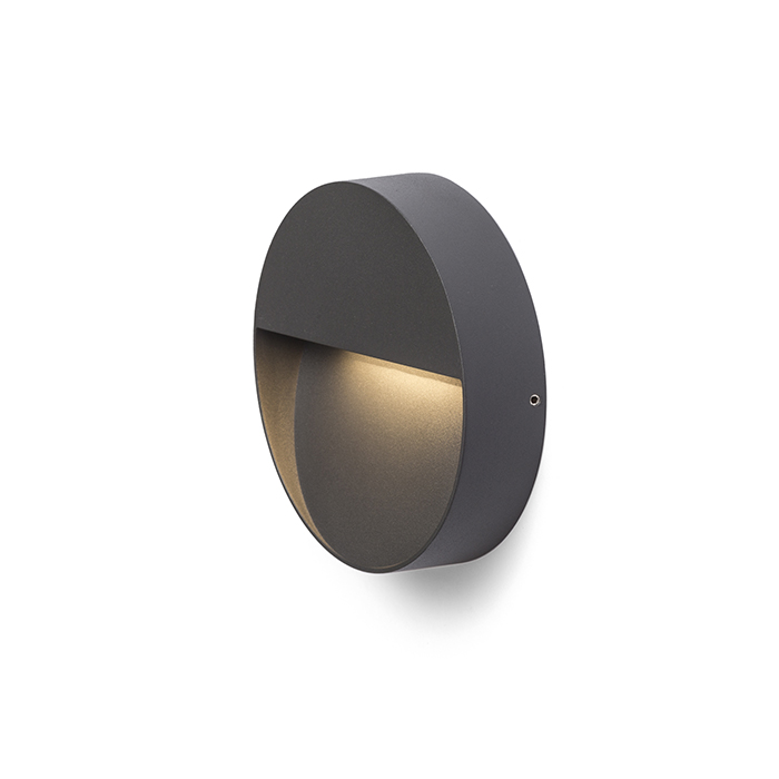 Corp de iluminat de perete LED rotundă pentru iluminarea de orientare a trotuarelor, scărilor sau, AQILA R antracit 230V 6W IP54 3000K