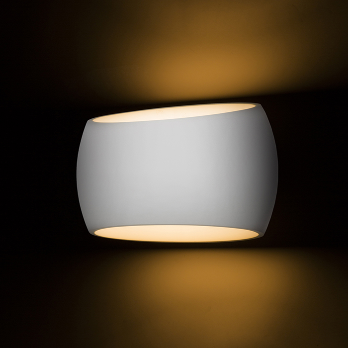 Corp de iluminat de perete rotund de gips cu lumină SUS / JOS pe bec cu soclu E27 VERITA, rigips, 230V, LED, 15W