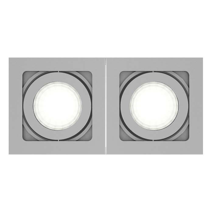 Corp de iluminat de tavan pătrat din aluminiu cu becuri dichroice încastrate BERIT II, 230V, GU10, 2x50W