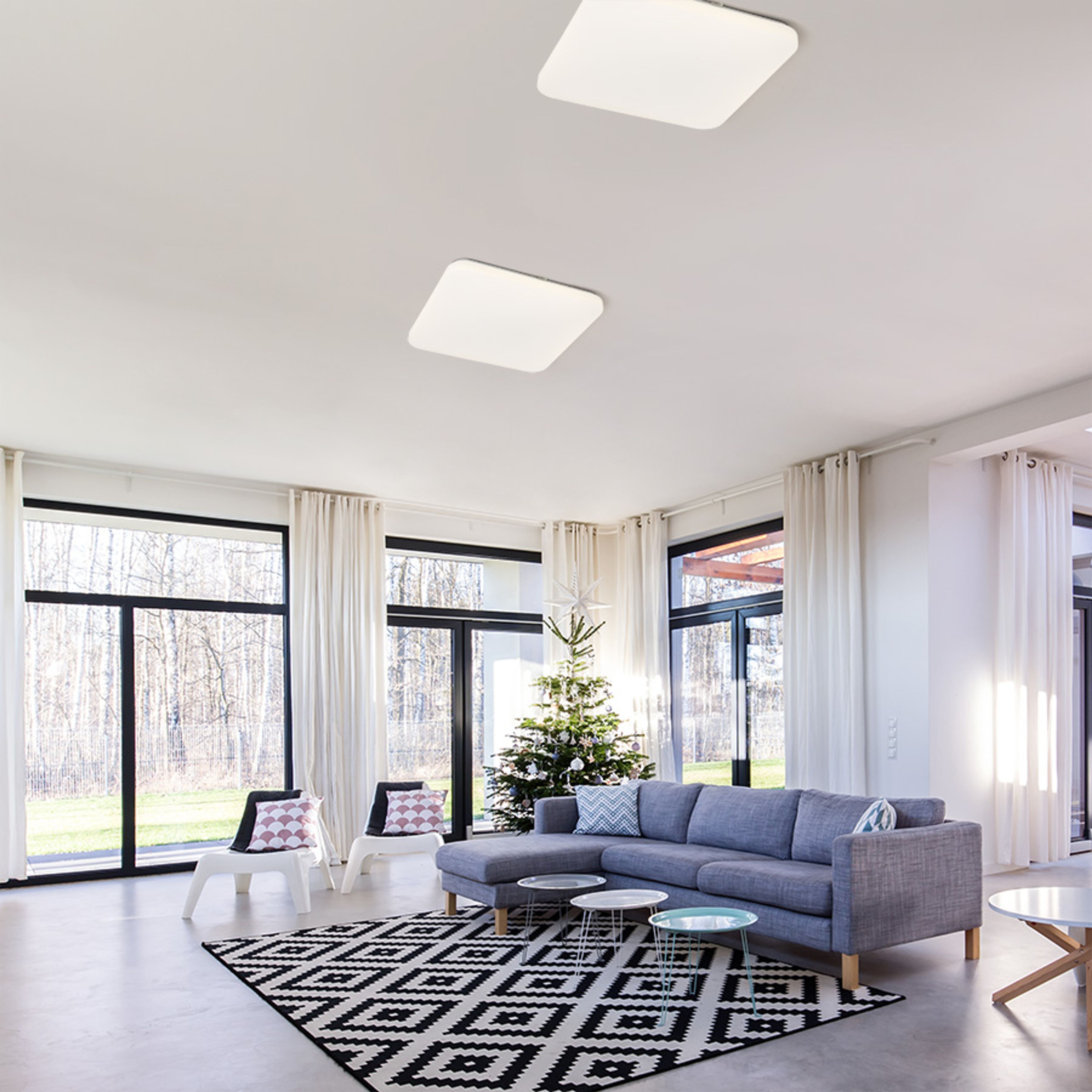 Corp de iluminat pătrat LED cu capac acrilic și senzor de mișcare încorporat, SEMPRE SQ 63 senzor de tavan mat 230V 76W 3000K