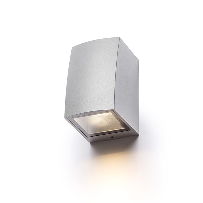 Corp de iluminat din aluminiu de perete pentru bec cu fasung GU10, SELMA gri argintiu 230V LED 8W IP54