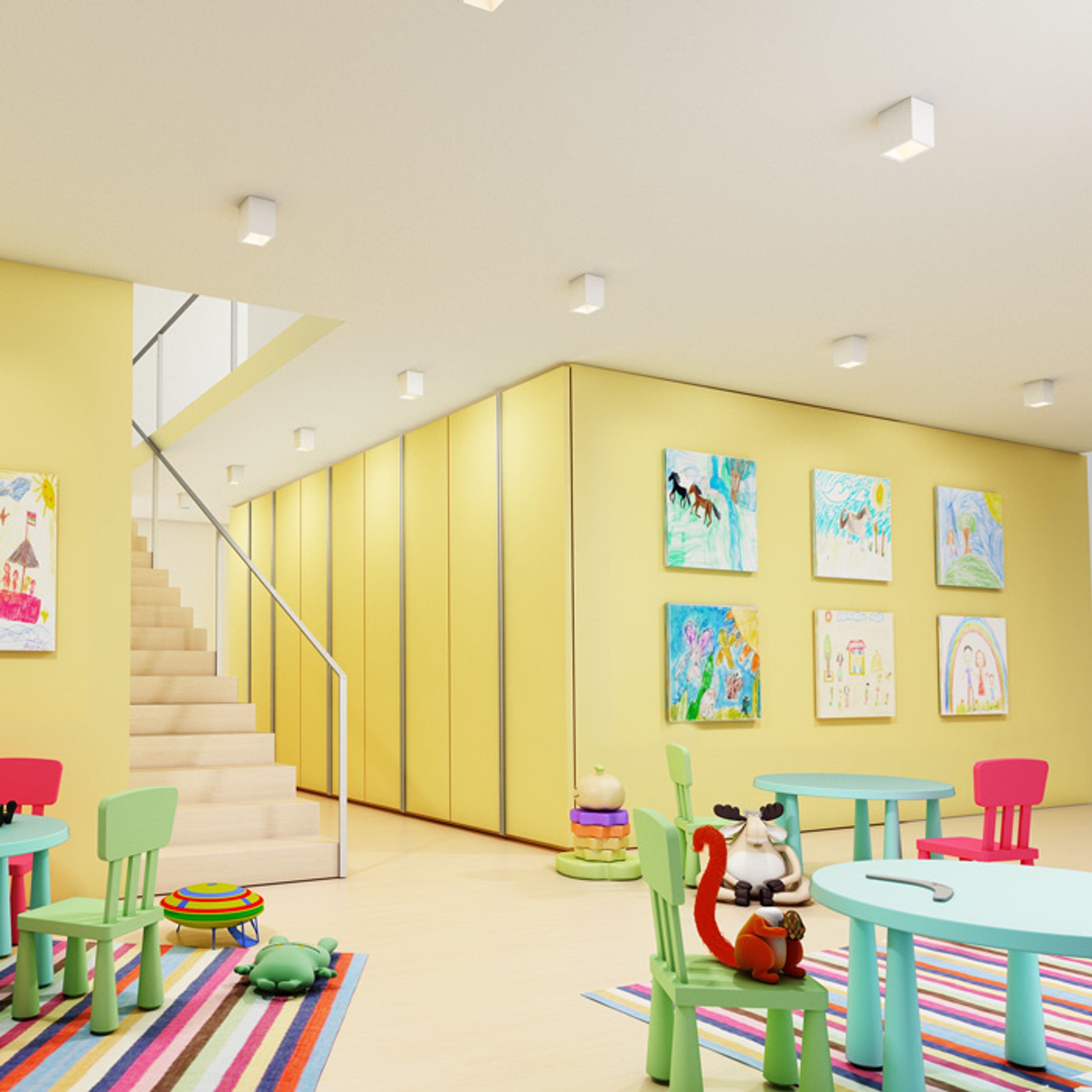 Corp de iluminat din gips de tavan pentru bec halogen cu soclu GU10, JACK SQ în rigips 230V LED 15W