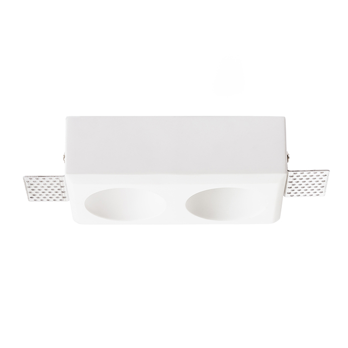 Corp de iluminat din ipsos fără cadru cu doua gauri rotunde, QUO R II încastrat în rigips 230V LED GU10 2x8W